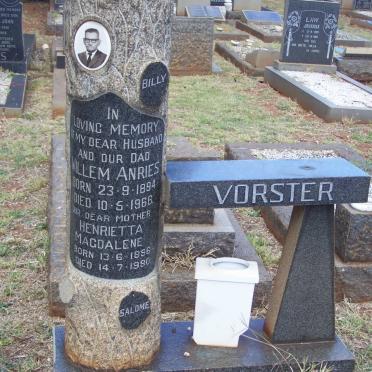 VORSTER Willem Anries 1894-1966 &amp; Henrietta Magdalene 1896-1980