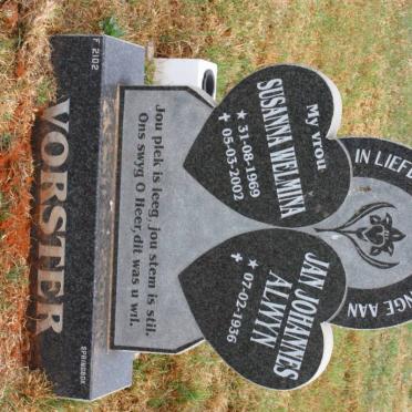 VORSTER Jan Johannes Alwyn 1936- &amp; Susanna Welmina 1969-2002