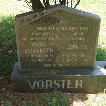 VORSTER Jan J. 1908-1995 &amp; Maria Elizabeth 1919-1993