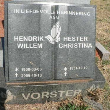 VORSTER Hendrik Willem 1930-2008 &amp; Hester Christina 1931-