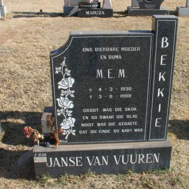 VUUREN M.E.M., Janse van 1930-1999