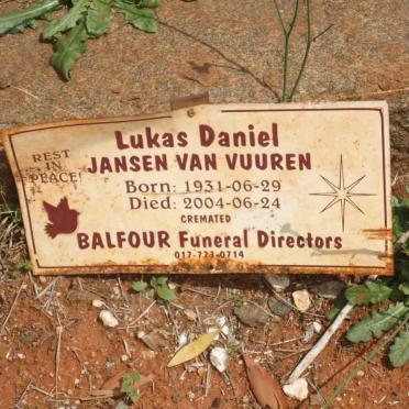VUUREN Lukas Daniel, Jansen van 1931-2004
