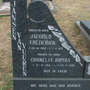 VUUREN Jacobus Frederick, Jansen van 1903-1971 &amp; Cornelia Sophia 1914-1996