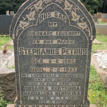 VUUREN Stephanus Petrus, van 1882-1953 &amp; Susanna Gertruida Magdalena Hendrina 1891-1980