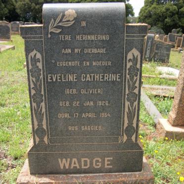 WADGE Eveline Catherine nee OLIVIER 1926-1954