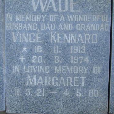 WADE Vince Kennard 1913-1974 &amp; Margaret 1921-1980