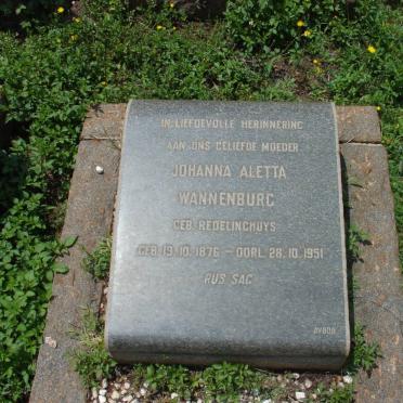 WANNEBURG Johanna Aletta nee REDELINGHUYS 1876-1951