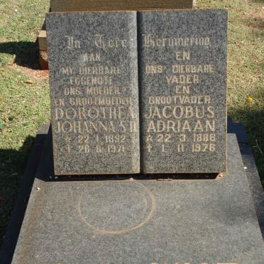 WALT Jacobus Adriaan, van der 188?-1976 &amp; Dorothea Johanna S.R. 1892-1971