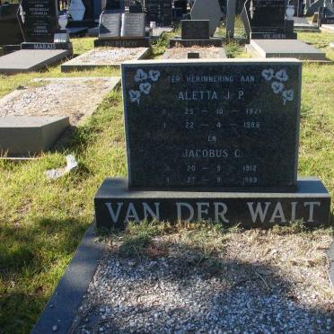 WALT Jacobus C., van der 1912-1989 &amp; Aletta J.P. 1921-1988