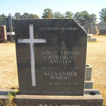 WATT Alexander Robert 1933-2001 &amp; Joyce Louise Catherine Amelia 1927-2000