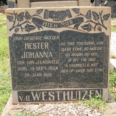 WESTHUIZEN Hester Johanna, v.d. nee VAN JAARSVEKD -1954