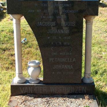 WESTHUIZEN Jacobus Louis Johannes, van der 1930-1979 &amp; Petronella Johanna 1932-
