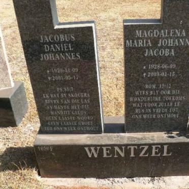 WENTZEL Jacobus Daniel Johannes 1929-2001 &amp; Magdalena Maria Johanna Jacoba 1928-2003
