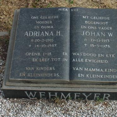 WEHMEYER Johan W. 1913-1978 &amp; Adriana H. 1916-1987