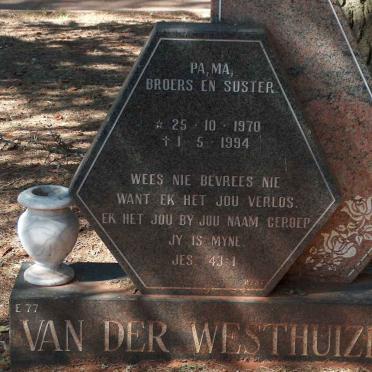 WESTHUIZEN, van der 1970-1994