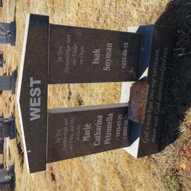 WEST Isak Snyman 1935- &amp; Marie Catharina Petronella 1935-2006