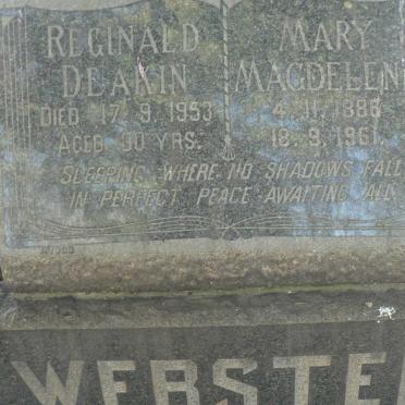 WEBSTER Mary Magdelene 1886-1961 :: WEBSTER Reginald Deakin -1953