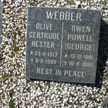 WEBBER Owen Powell 1916-1990 &amp; Olive Gertrude Hester 1917-1988