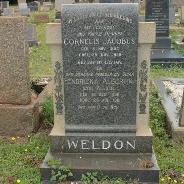WELDON Cornelis Jacobus 1894-1959 &amp; Hendrieka Albertina PELSER 1896-1961