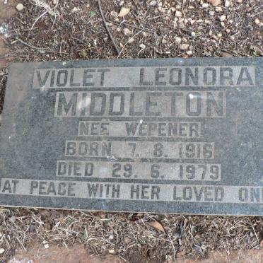 WEPENER Leopold Robert 1889-1944 &amp; Violet Hephzibah 1891-1975 :: MIDDLETON Violet Leonora nee WEPENER 1916-1979