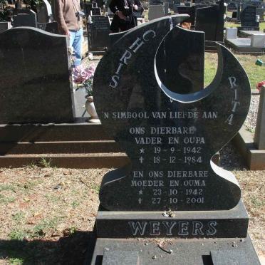 WEYERS Chris 1942-1984 &amp; Rita 1942-2001