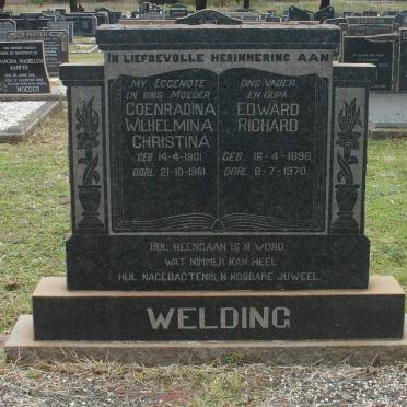 WELDING Edward Richard 1896-1970 &amp; Coenradina Wilhelmina Christina 1901-1961