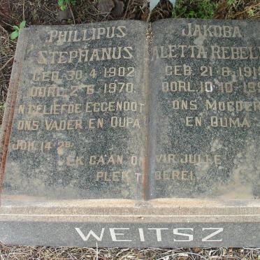 WEITSZ Phillipus Stephanus 1902-1970 &amp; Jakoba Aletta Rebella 1915-1991