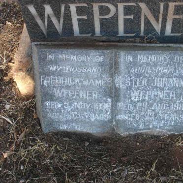 WEPENER Fredrick James -19?? &amp; Hester Johanna -1982