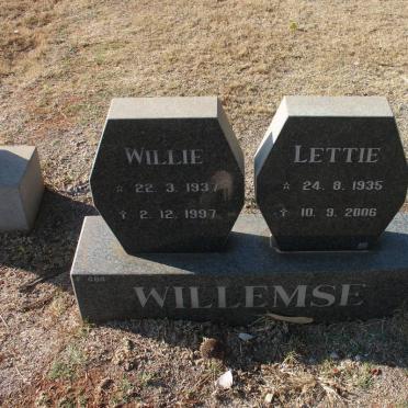 WILLEMSE Willie 1937-1997 &amp; Lettie 1936-2006