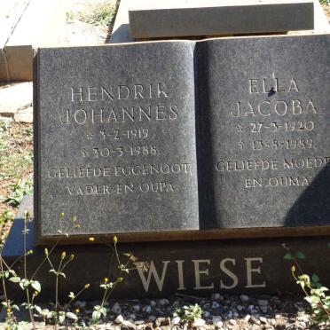 WIESE Hendrik Johannes 1919-1988 &amp; Ella Jacoba 1920-1989