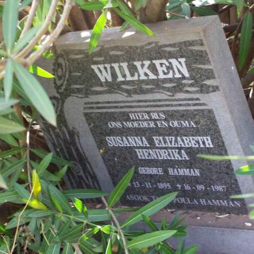 WILKIN Susanna Elizabeth Hendrika nee HAMMAN 1895-1987