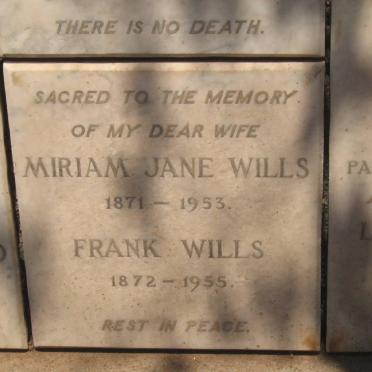 WILLS Frank 1872-1955 &amp; Miriam Jane 1871-1953