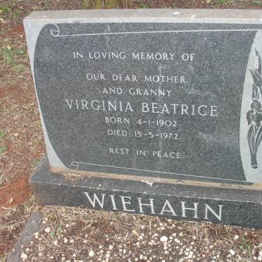 WIEHAHN Virginia Beatrice 1902-1972