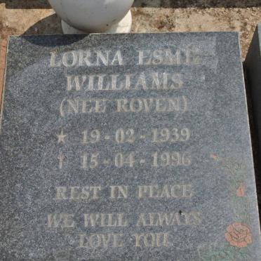 WILLIAMS Lorna Esme nee ROVEN 1939-1996