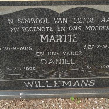 WILLEMANS Daniel 1900-1980 &amp; Martie 1905-1974