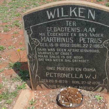 WILKEN Marthinus Petrus 1892-1965 &amp; Petronella W.J. 1879-1970
