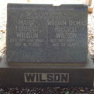 WILSON William Thomas Russel -1951 &amp; Mary Forrest -1940 :: YOUNG Claude 1905-1967
