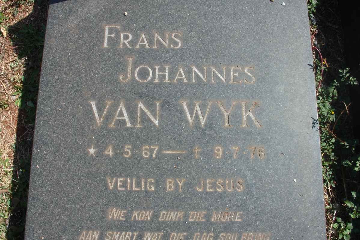 WYK Frans Johannes, van 1967-1976