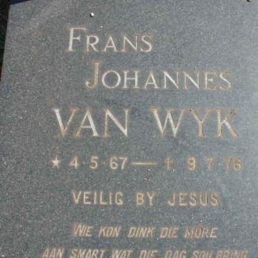 WYK Frans Johannes, van 1967-1976