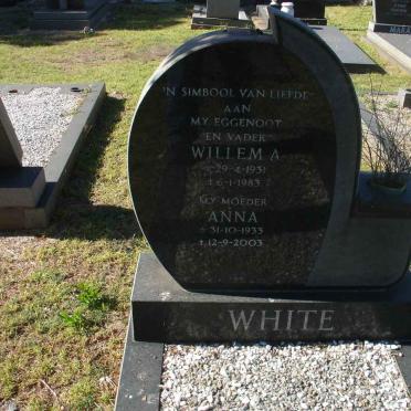 WHITE Willem A. 1931-1983 &amp; Anna 1933-2003
