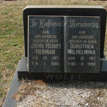WOLFE John Henry Herman 1917-1980 &amp; Dorothea Wilhelmina 1917-1982