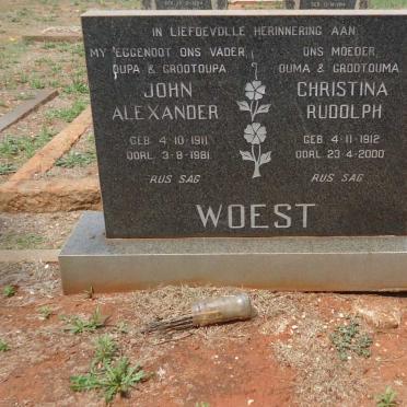 WOEST John Alexander 1911-1981 &amp; Christina Rudolph 1912-2000