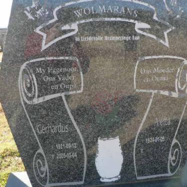 WOLMARANS Gerhardus 1921-2005 &amp; Aletta 1924-