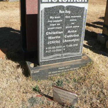 ZIETSMAN Christian Martin 1935-2004 &amp; Anna Cathrina 1938-