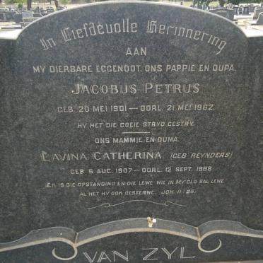 ZYL Jacobus Petrus, van 1901-1962 &amp; Lavina Catherina REYNDERS 1907-1998