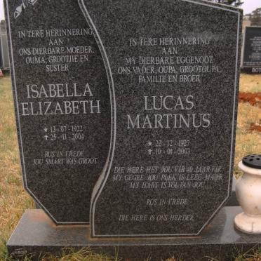 ? Lucas Martinus 1927-2003 &amp; Isabella Elizabeth 1922-2004