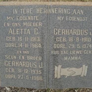 ? Gerhardus J. 1910-1974 &amp; Aletta C. 1913-1964 :: Gerhardus J. 1935-1966
