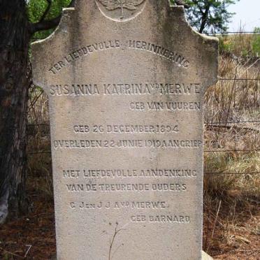 MERWE Susanna Katrina, van der nee VAN VUUREN 1894-1919