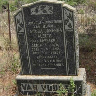 VUUREN Jacoba Johanna Aletta, van nee BARNARD 1870-1942