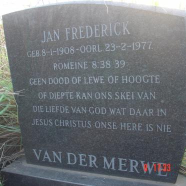MERWE Jan Frederick , van der 1908-1977